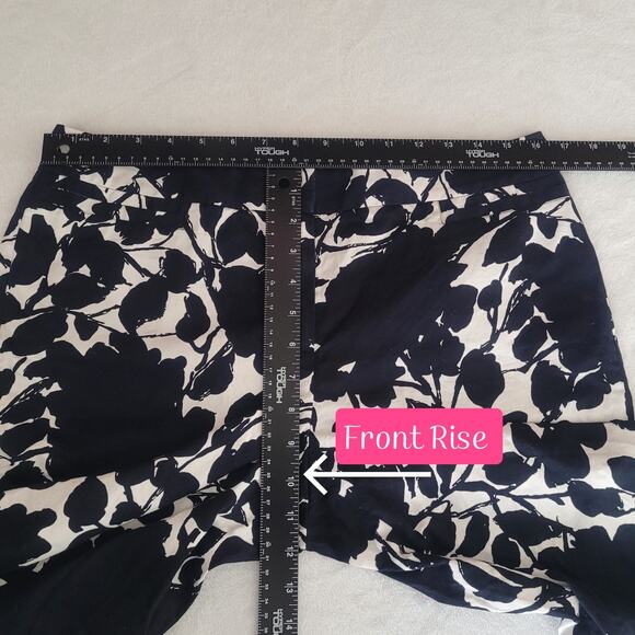 Lafayette 148 New York Sz 10 Midnight Blue Floral Capri Pants Work Office Casual - Picture 7 of 10